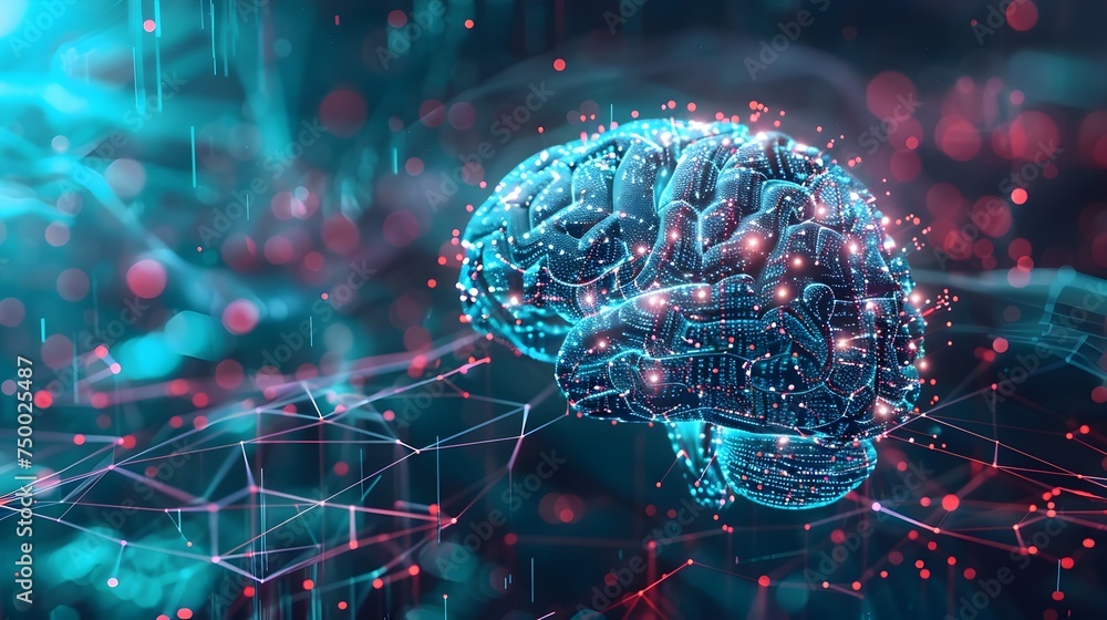 Poster digital brain with electrical lines a glimpse into the future of ai