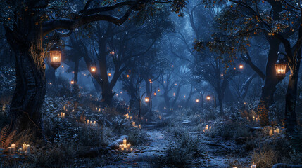 Create a chilling ambiance with a haunted forest backdrop for your Halloween gathering, bringing...