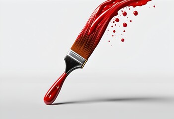 line of red paint made with a brush on a white background