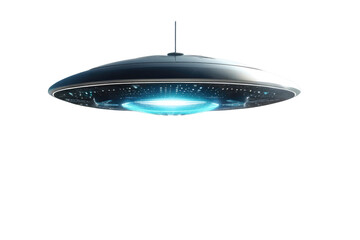 a high quality stock photograph of a single futuristic unidentified flying object ufo isolated on a...