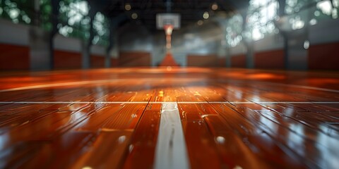 Birds eye view of the glossy maple hardwood basketball court court. Concept Bird's Eye View, Glossy Maple Hardwood, Basketball Court Court