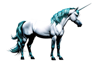 a high quality stock photograph of a single unicorn fantasy character isolated on a white background
