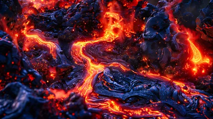 Foto auf Glas Volcanic Fury: Intense Flames and Heat, Emulating the Unstoppable Force of Nature and Its Fiery Beauty © MdIqbal