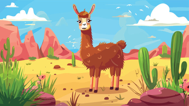 isolated llama cartoon