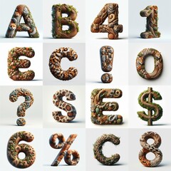 Fototapeta premium Animal lettering 3D. AI generated illustration