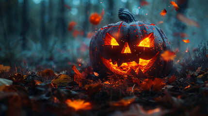 Create a Halloween-themed playlist that blends eerie soundscapes, spine-chilling tunes, and classic spooky hits, setting the perfect atmosphere for a haunting celebration. - obrazy, fototapety, plakaty