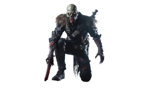 a high quality stock photograph of a single zombie fantasy character full body isolated on a white background