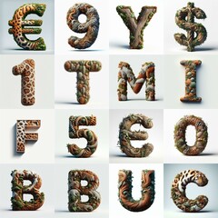 Naklejka premium Animal lettering 3D. AI generated illustration