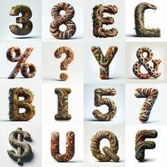 Fototapeta premium Animal lettering 3D. AI generated illustration