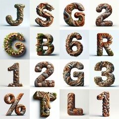 Naklejka premium Animal lettering 3D. AI generated illustration
