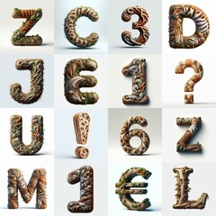 Fototapeta premium Animal lettering 3D. AI generated illustration
