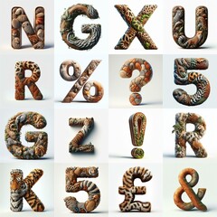 Fototapeta premium Animal lettering 3D. AI generated illustration