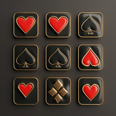 Set of Luxury Casino poker icon over black background, Illustration