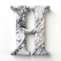 closeup beautiful pattern on letter " H " isolated on white background