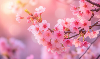 Sakura blossoms in Maruyama Park, Kyoto, Japan. Generative AI