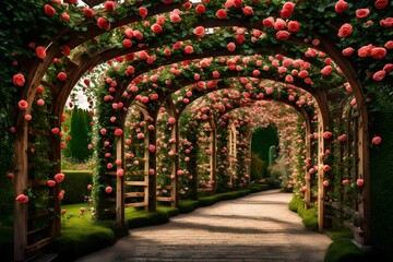 archway in the garden generated by AI technology - obrazy, fototapety, plakaty