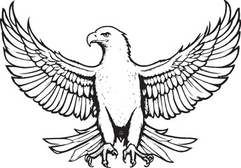 Premium Black And White Bold Eagle Drawing Vector Illustration