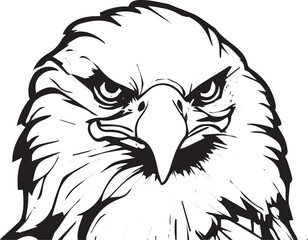 Premium Black And White Bold Eagle Drawing Vector Illustration