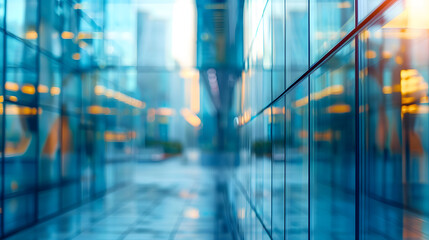 Blurred glass wall of modern business office building as background - Powered by Adobe
