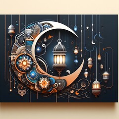 Ramadan Kareem Wishing Card, Gift Card Template