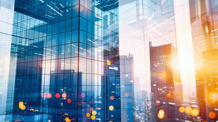 Naklejka premium Urban Synergy: The Dynamic Blend of Professional Life and Modern Architecture in the City
