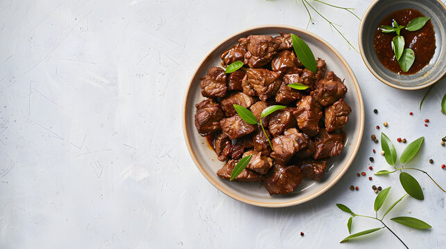 Savory beef stir-fry with herbs and sauce
