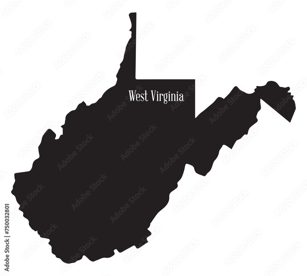 Poster West Virginia Silhouette Map