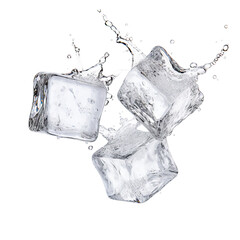 Three falling ice cubes, cut out