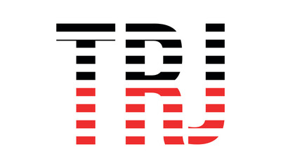 TRJ three initial letter iconic line negative space minimal logo design vector template. monogram, abstract, wordmark, business, typography, minimalist, brand, company, flat, modern, unique, simple