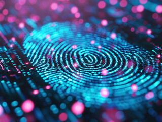 Conceptual 3D Illustration of Biometrics and Digital Fingerprint Technology for Security and Identification Purposes - obrazy, fototapety, plakaty