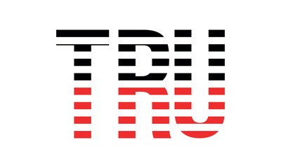 TRU three initial letter iconic line negative space minimal logo design vector template. monogram, abstract, wordmark, business, typography, minimalist, brand, company, flat, modern, unique, simple