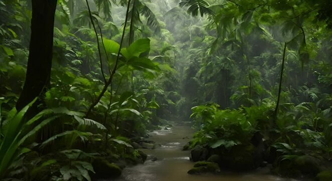 foresta pluviale, senso di pace e serenit&agrave; tra le foglie verdi della foresta pluviale