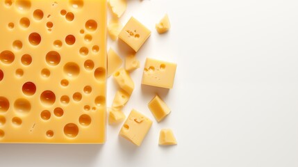 a piece of cheese on white background