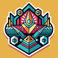 Tshirt Sticker Design of Geometric Harmony Craft a sticker design using geometric shapes and patterns, achieving a visually captivating and modern aesthetic