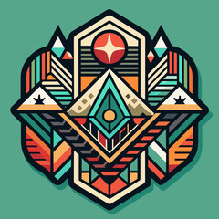 Tshirt Sticker Design of Geometric Harmony Craft a sticker design using geometric shapes and patterns, achieving a visually captivating and modern aesthetic