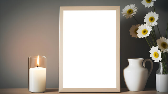Beautiful photo frames on cozy background for pictures
