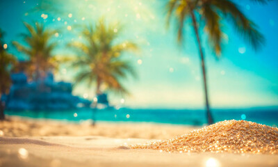 Fototapeta na wymiar shiny sand on the seashore close-up. Selective focus.