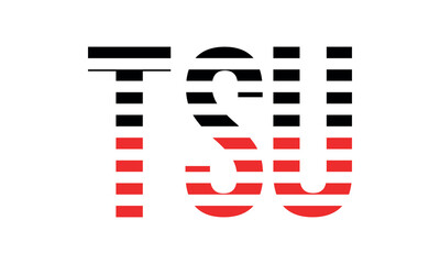 TSU three initial letter iconic line negative space minimal logo design vector template. monogram, abstract, wordmark, business, typography, minimalist, brand, company, flat, modern, unique, simple