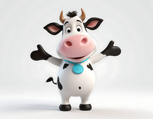 cow cartoon isolated on white, cow on white background, cow in a white background,  a 3d render of a cute cow against a white background