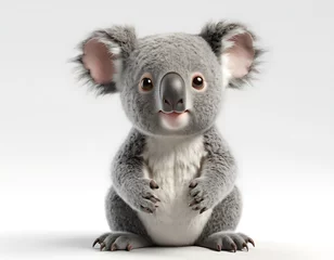Raamstickers koala on white background, koala on white background, koala in a white background,  a 3d render of a cute koala against a white background © mudasar