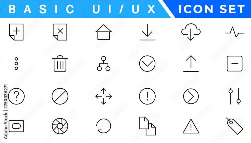 Poster ui / ux icon set, user interface iconset collection.