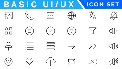 ui / ux icon set, user interface iconset collection.