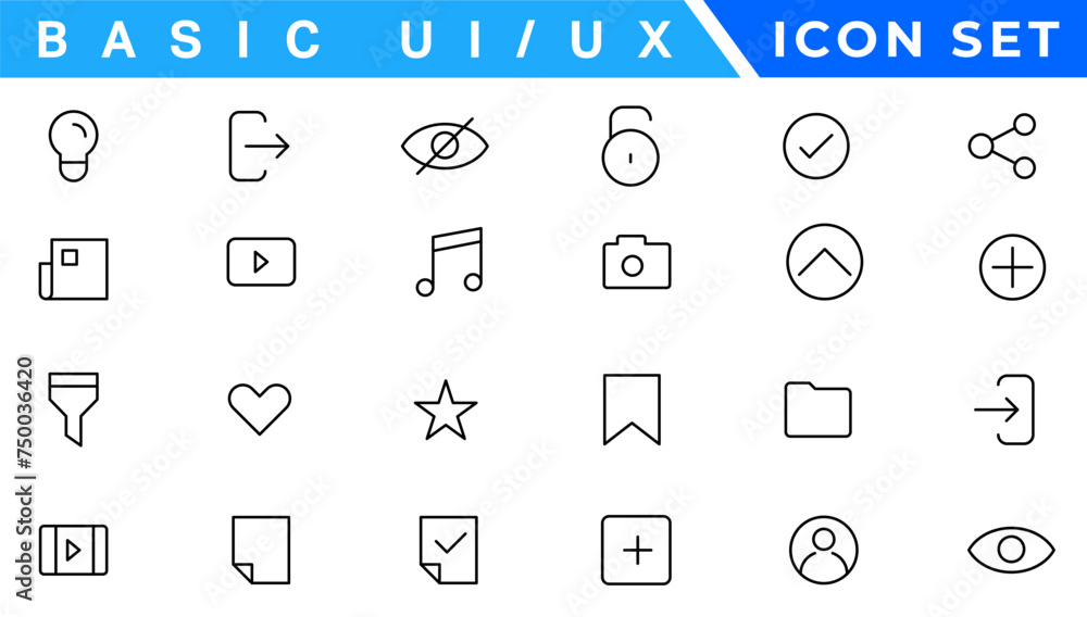 Poster ux ui icons bundle. linear dot style icons. vector illustration
