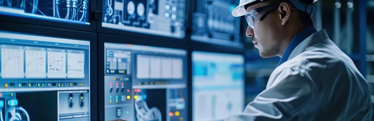 Foto op Canvas Analyze the benefits of SCADA systems for enhancing operational efficiency and reducing downtime in various industries such as manufacturing, energy, and water treatment. © EMRAN