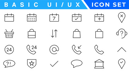 User Interface Icons Collection, Basic UI UX icon set. Set icon of user interface. Vector illustration. editable stroke