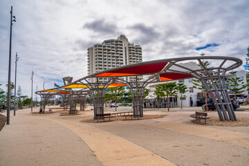 Scarborough, Australia - September 2, 2023: CIty streets on a cloudy day