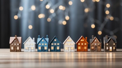 Small Houses Displayed on Wooden Table
