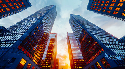 The Urban Future: A Panoramic View of Skyscrapers Defining the Skyline, Symbolizing Economic Growth and Technological Advancement