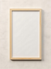 Empty poster mockup with vertical wooden frame