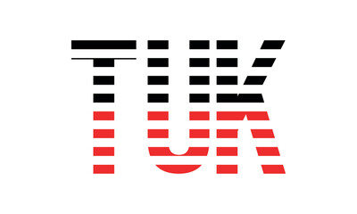 TUK three initial letter iconic line negative space minimal logo design vector template. monogram, abstract, wordmark, business, typography, minimalist, brand, company, flat, modern, unique, simple